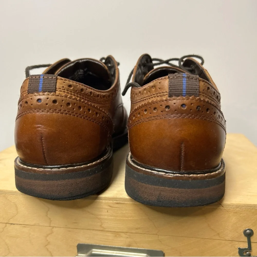 Nunn Bush Shoes Mens 8M Dress Oxford Brown Leather Lace Up Low Top Cap‎ Toe